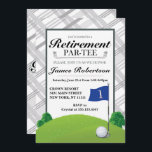 Golf Retirement Party Invitations<br><div class="desc">Golf,  Retirement Party Invitations,  muted grey and white plaid. This is a fantastic retirement invitation for men.
Designed by Metro-Events.
Additional Golf Retirement party supplies and decorations are available at Metro-Event.com and Metro-Events on Zazzle.</div>