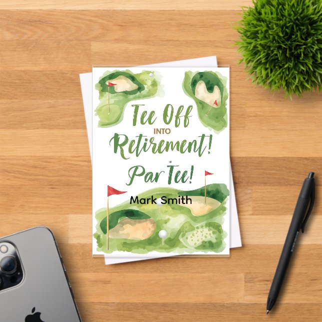 GOLF RETIREMENT Tee off ParTee for golfer Acrylic Invitations (Insitu (Invitation Card))