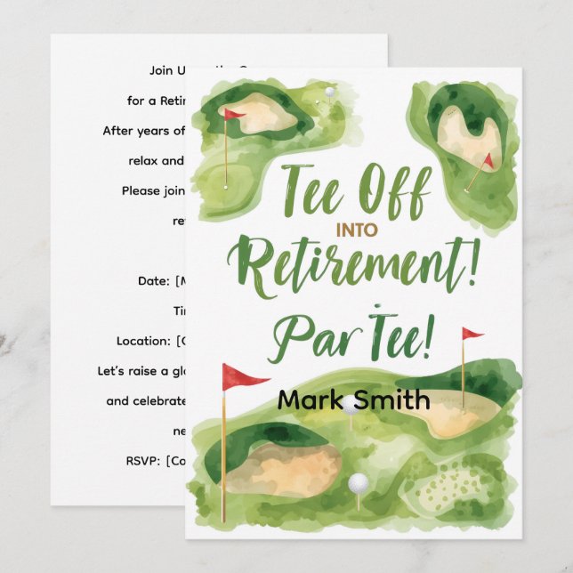 GOLF RETIREMENT Tee off ParTee for golfer Invitation (Front/Back)