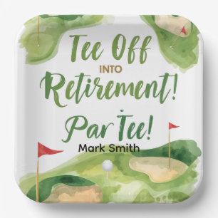 GOLF RETIREMENT Tee off ParTee for golfer Paper Plate