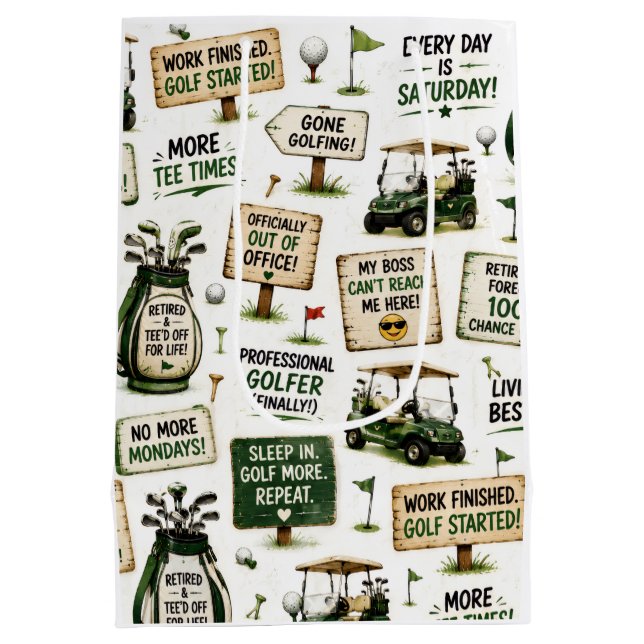Golf Retirement themed for golfer Medium Gift Bag (Back)