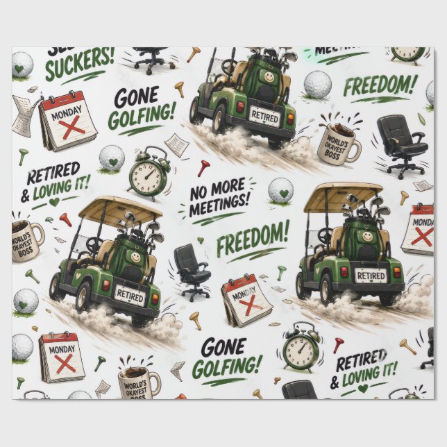 Golf Retirement themed for golfer Wrapping Paper (Flat)