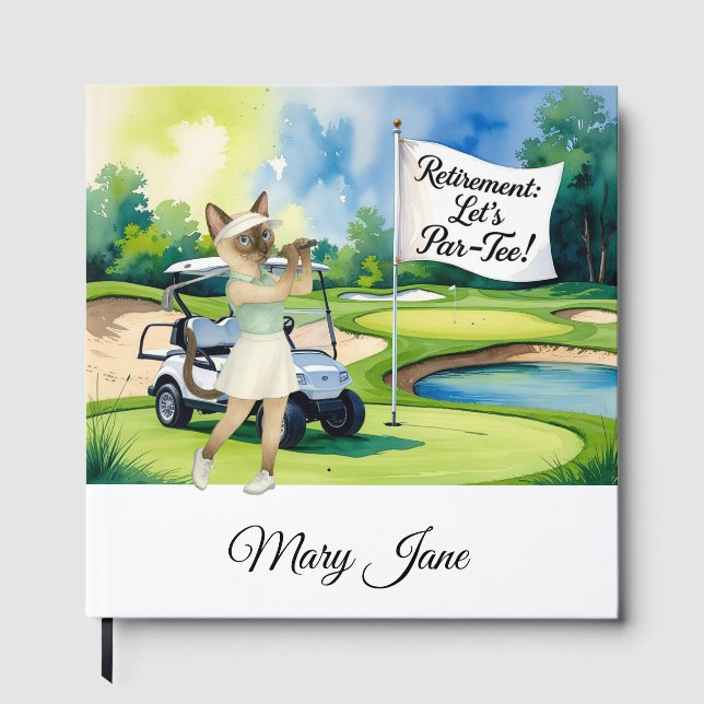 Golf Retirement themed for Siamese Cat lovers Guest Book (Front)