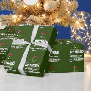 Golf Retirement themed with golf ball on green Wrapping Paper