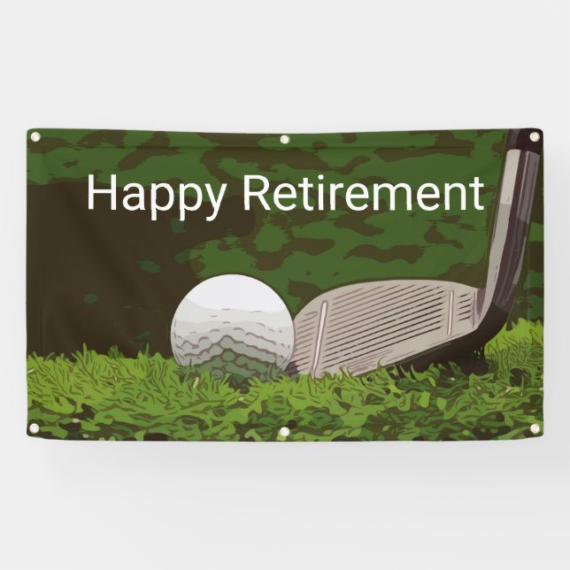 Golf Retirement with ball and iron on green  Banner (Horizontal)
