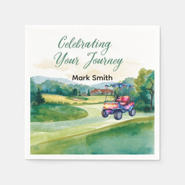 Golf Retirement with ball on green  Napkin (Front)