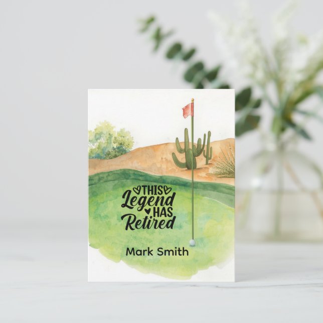 Golf Retirement with ball on green  Postcard (Standing Front)