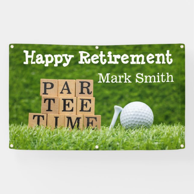 Golf Retirement with ball par tee time on green Banner (Horizontal)