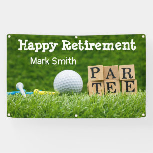 Golf Retirement with ball par tee time on green Banner