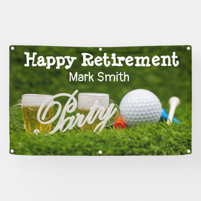 Golf Retirement with ball par tee time on green Banner (Horizontal)