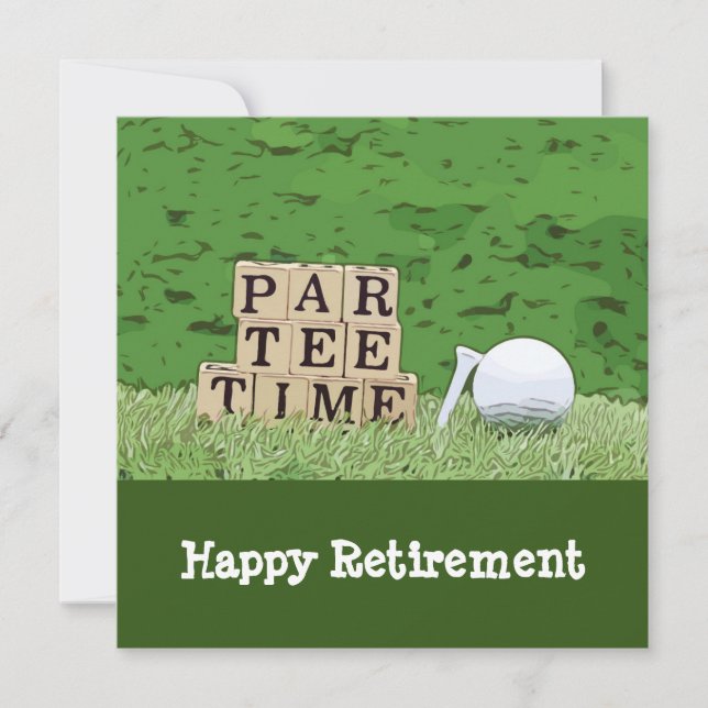Golf Retirement with ball par tee time on green Ca Card (Front)