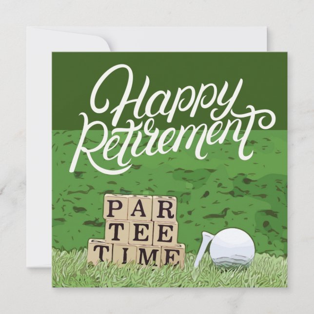 Golf Retirement with ball par tee time on green  Card (Front)