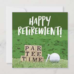 Golf Retirement with ball par tee time on green  Card