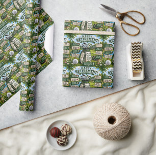 Golf retirement with funny word wrapping paper