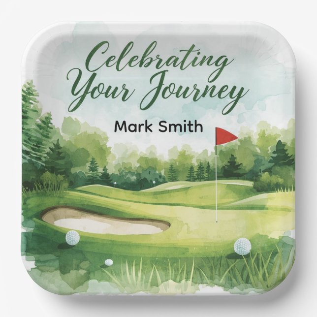 Golf Retirement with golf themed  Paper Plate (Front)