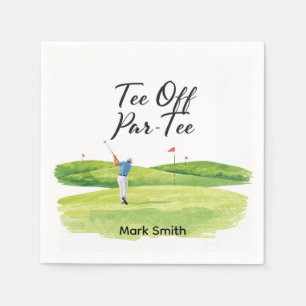 Golf Retirement with golfer on green Napkin