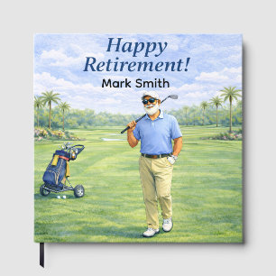 Golf Retirement with Golfer on  the golf Course Guest Book