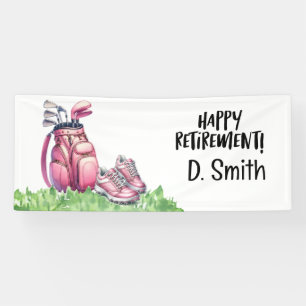 Golf retirement with  pink golf bag for woman  banner