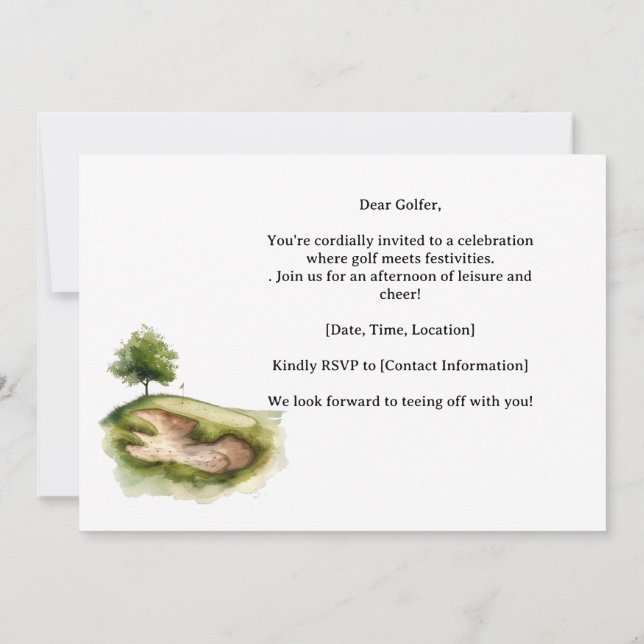 Golf  Retro Golf Chic: Woman Golfer at the Green Invitation (Back)