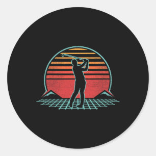 Golf Retro Vintage 70s 80s Style Golfer Player Gif Classic Round Sticker