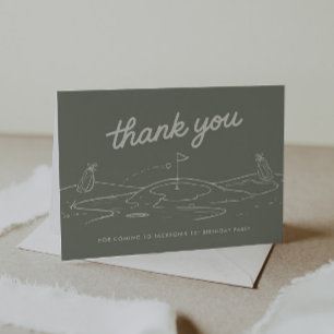 Golf Sage Green 1st Birthday Thank You Card