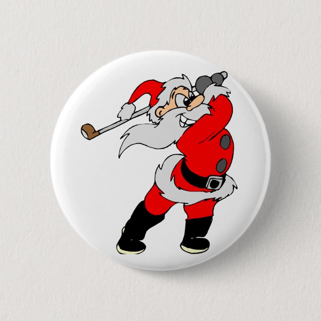 Golf Santa 6 Cm Round Badge (Front)