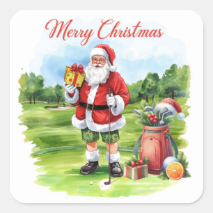 Golf Santa Claus  Christmas for Florida golfer Square Sticker