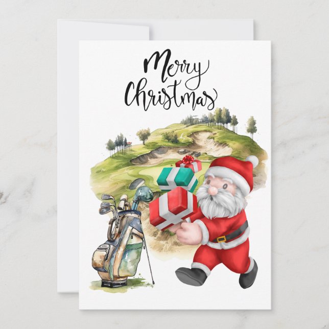 Golf Santa Claus for Golfer  Christmas  Holiday Card (Front)