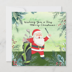 Golf Santa Claus Golfer Christmas Golfing Holiday Card