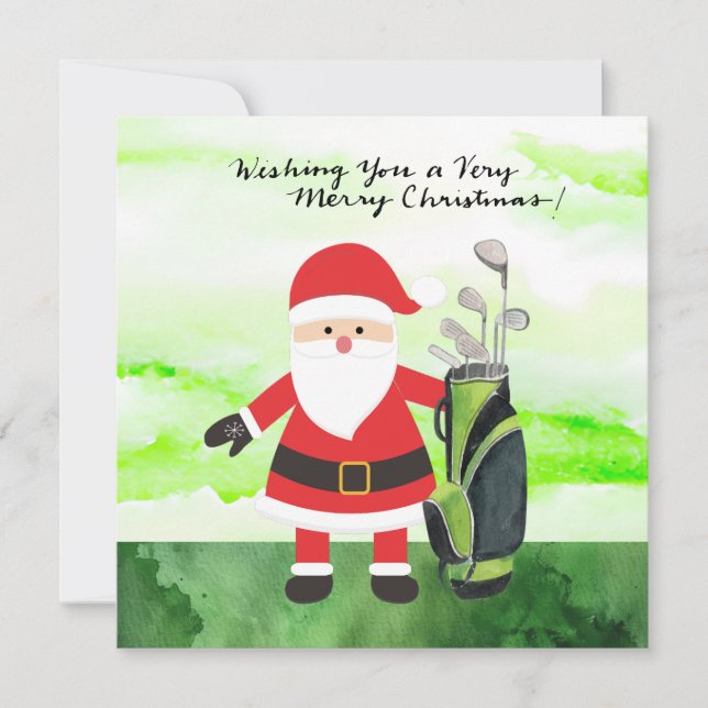 Golf Santa Claus Golfer Christmas Golfing Holiday Card (Front)
