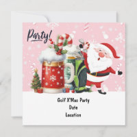Golf Santa Claus golfer in on pink background