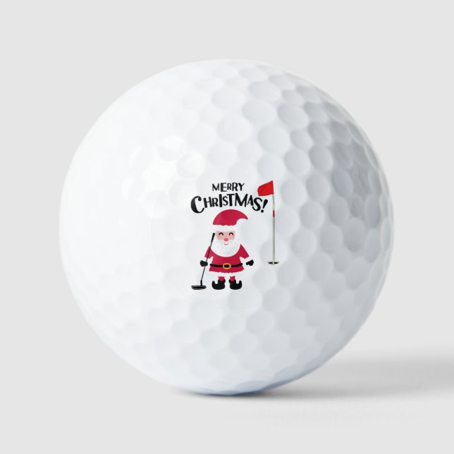  Golf Santa Claus golfer Merry Christmas  Golf Balls (Front)