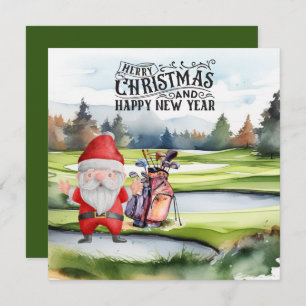 Golf  Santa Claus golfing Christmas Themed  Holiday Card