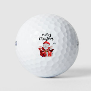 Golf Santa Claus golfing  Merry Christmas    Balls