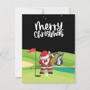 Golf Santa Claus in golf course Holiday Card