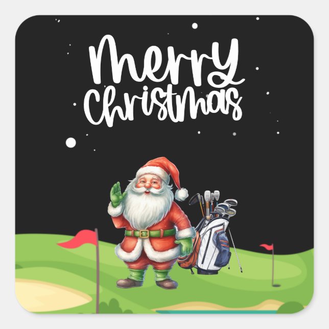 Golf Santa Claus in golf course Square Sticker (Front)