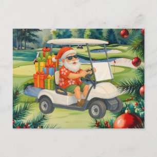 Golf Santa Claus is golfing Christmas in July  Holiday Postcard