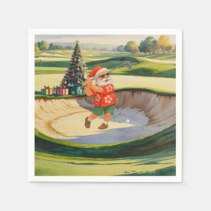 Golf Santa Claus is golfing Christmas in July Napkin