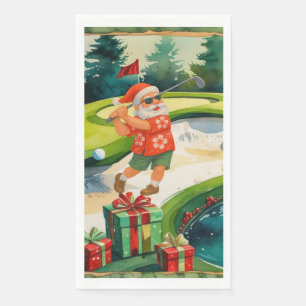 Golf Santa Claus is golfing Christmas in July Napkin