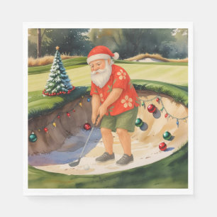 Golf Santa Claus is golfing Christmas in July Napkin