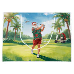 Golf Santa Claus is golfing Large Gift Bag