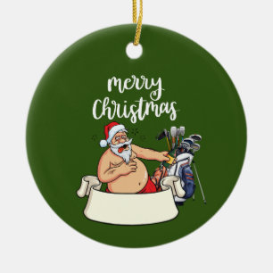 Golf Santa Claus is golfing on Christmas Ceramic Ornament