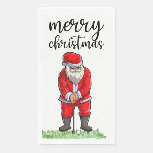 Golf Santa Claus is golfing on Christmas Napkin