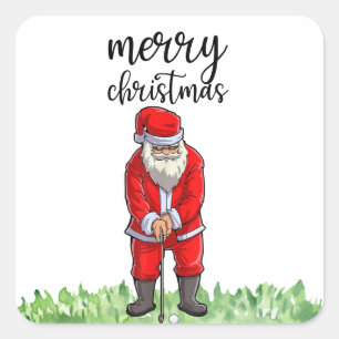 Golf Santa Claus is golfing on Christmas Square Sticker