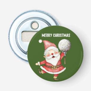 Golf Santa Claus with golf balls on green Bottle Opener