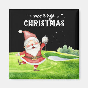 Golf Santa Claus with golf balls on green Magnet