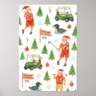 Golf Santa Golfer Golfing Christmas Minnesota  Poster