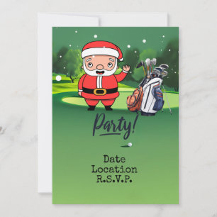 Golf Santa is Playing Golf on Christmas Day Invitation