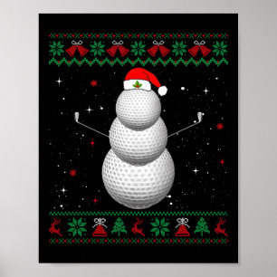 Golf Santa Snowman Ball Ugly Christmas Golfer Golf Poster