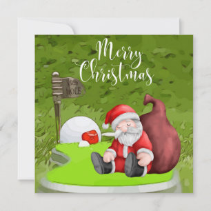 Golf  Santa with Christmas Tree gift for Golfer Holiday Card